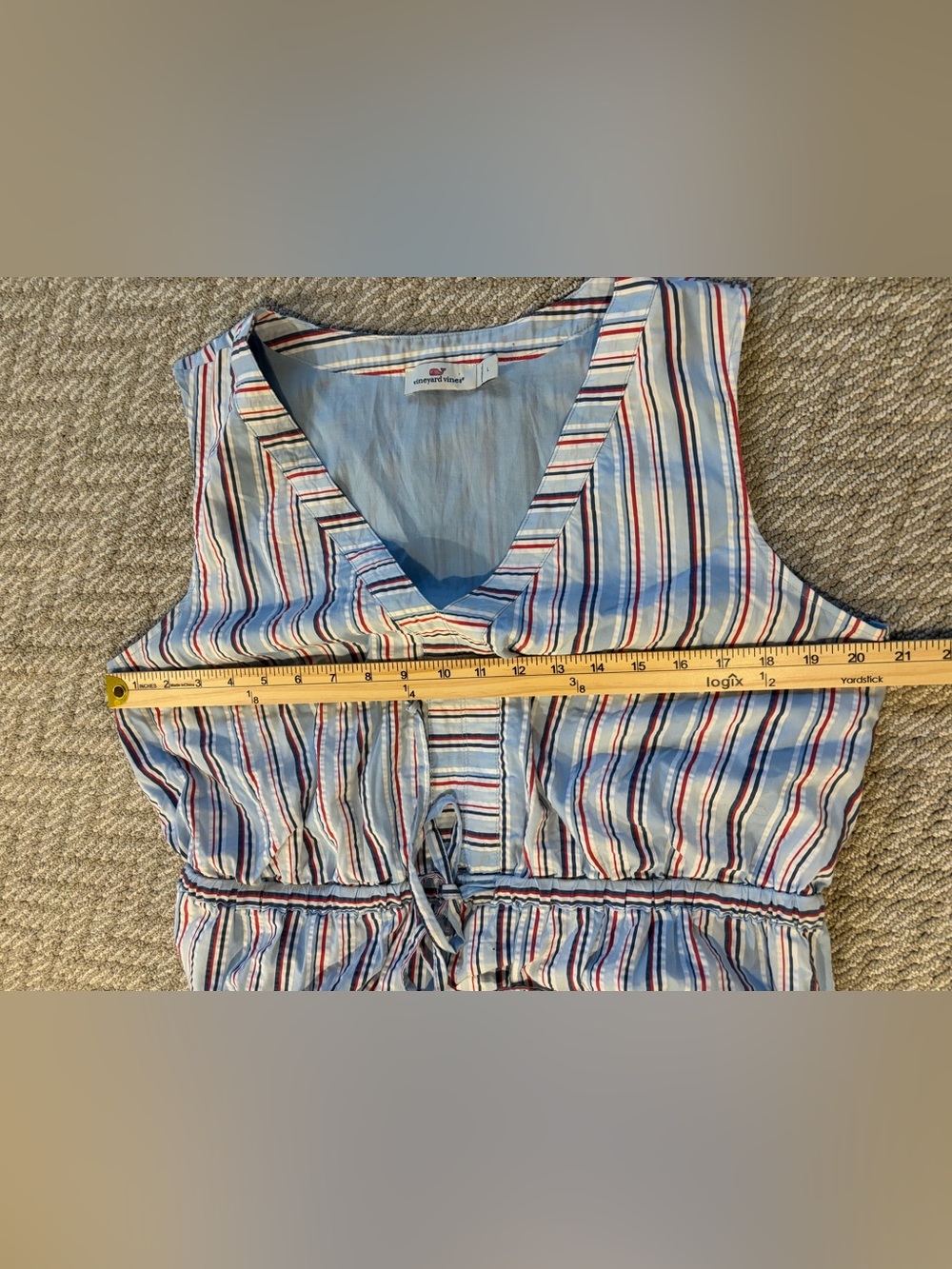 Vineyard Vines Striped Sleeveless Tiered Dress Women’s Large Blue Red White - Picture 7 of 9
